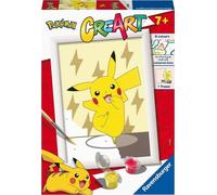 Ravensburger - creart serie e: pokémon, pikachu, kit per dipingere con i numeri, contiene una tavola prestampata, pennello, colori e accessori, gioco creativo per bambini 7+ anni