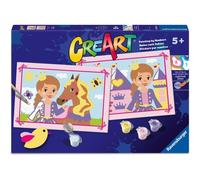 Ravensburger - CreArt Serie Junior: Principessa Avventurosa, Dipingere con i Numeri, Kit Pittura Bambini, Gioco Educativo, Idea Regalo Bambino e Bambina 5+ Anni, 2 Tavole da 32x22cm