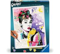 Ravensburger - CreArt Serie Premium B: Audrey Hepburn, Dipingere con i Numeri, Kit Pittura Adulti, Idea Regalo Donna o Uomo, 14+ Anni, 40x30 cm