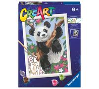 Ravensburger - creart serie d: panda, kit per dipingere con i numeri, contiene una tavola prestampata, pennello, colori e accessori, gioco creativo per bambini 9+ anni