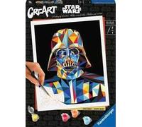 Ravensburger CreArt Starwars Darth Vader stile Poligono, Kit per Dipingere con i Numeri, Contiene Tavola Prestampata 24x30 cm, Pennello, Colori e Accessorie Relax per Adulti 14+ Anni