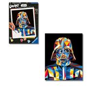 Ravensburger CreArt Starwars Darth Vader stile Poligono, Kit per Dipingere con i Numeri, Contiene Tavola Prestampata 24x30 cm, Pennello, Colori e Accessorie Relax per Adulti 14+ Anni
