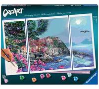 Ravensburger - CreArt Trittico, Le Cinque Terre, Italia, Kit per Dipingere con i Numeri, Contiene 3 Tavole Prestampate, Pennello, Colori e Accessori, Gioco Creativo e Relax per Adulti 14+ Anni