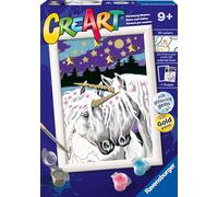 RAVENSBURGER - CREART SERIE E: UNICORNI INNAMORATI, KIT PER DIPINGERE CON I NUMERI, CONTIENE UNA TAVOLA PRESTAMPATA, PENNELLO, COLORI E ACCESSORI, GIOCO CREATIVO PER BAMBINI 9+ ANNI