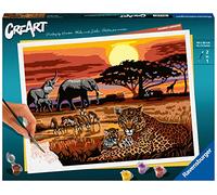 RAVENSBURGER - CREART VITA NELLA SAVANA, KIT PER DIPINGERE CON I NUMERI, CONTIENE TAVOLA PRESTAMPATA 30 X 40 CM, PENNELLO, COLORI E ACCESSORI, GIOCO CREATIVO E RELAX PER ADULTI 14+ ANNI
