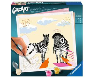 Ravensburger - CreArt Zebra, Kit per Dipingere con i Numeri, Contiene Tavola Pre