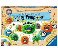 Ravensburger Creation 18118 Be Creative Crazy - PON PON in Lana con Elementi Decorativi a Forma di Mostri pazzi, dai 6 Anni in su, Colore: Giallo