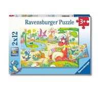 Ravensburger - Dinosauri Giocosi, Puzzle 3+ Anni, 2 Puzzle Da 12 Pezzi | Include 2 puzzle da 12 pezzi con dinosauri giocosi, giochi educativi e divertenti, ideali come regalo per bambini dai 3 anni.