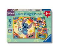 Ravensburger Puzzle Disney Stitch - 3 x 49 pezzi, 21 x 21 cm - Per bambini 5+