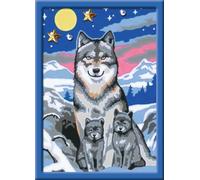 Ravensburger- Dolce Famiglia di Lupo 27784-Dipingere con i Numeri, Motivo Lupi, Formato 13 x 18 cm, Multicolore, 27784