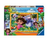 Ravensburger - Puzzle Dora, Puzzle Bambini 3 Anni, Puzzle 2x12 pezzi, 26,5x18 cm