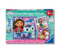 Ravensburger - Gabby's Dollhouse, Puzzle 5+ Anni, Con 3 Puzzle Da 49 Pezzi | Include 3 puzzle da 49 pezzi di Gabby's Dollhouse, giochi educativi e divertenti, ideali per il tempo libero dai 5 anni.