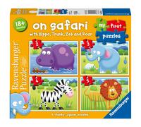 Ravensburger Il mio primo puzzle: Il safari (2: 3: 4 e 5 pezzi) Puzzle per bambini - Ogni pezzo unico. I pezzi si incastrano perfettamente.