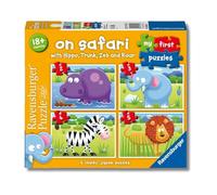 Ravensburger - Il Mio Primo Puzzle Safari | Puzzle 1 Anno Con 4 Pezzi 2-3-4-5 Pezzi | Puzzle Bambini Da 1 Anno In Su | Puzzle Bambini Perfetto Per I Principianti