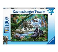 Ravensburger Jungle Animals - Puzzle XXL da 100 pezzi per bambini | Pezzi unici ad incastro | Resistente e antiriflesso | Giocattolo sostenibile