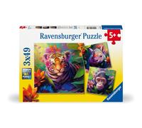 Ravensburger Jungle Babies Jigsaw Puzzles for Kids Age 5 Years Up - 3x 49 Pieces