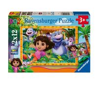 Ravensburger - Puzzle Dora, Puzzle Bambini 3 Anni, Puzzle 2x12 pezzi, 26,5x18 cm