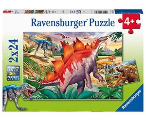 Ravensburger Kinderpuzzle 05179 - Wilde Urzeittiere - 2x24 Teile Puzzle für Kinder ab 4 Jahren