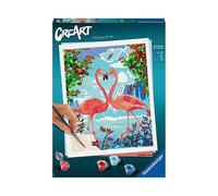 Ravensburger Creart Kit dipingere con i numeri Flamingo Love, tavola 24x30 cm, multicolore