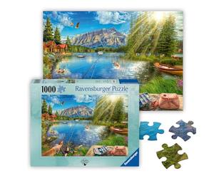 Ravensburger - Life at the Lake - Puzzle da 1000 pezzi - Splendida immagine del punto di pesca preferito - Colori vivaci - incorniciabile - Qualità premium - Puzzle per adulti