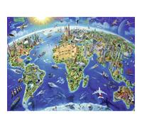 Ravensburger - Mappa dei monumenti mondiali - Puzzle da 300 pezzi per bambini - Ogni pezzo unico e si incastrano perfettamente