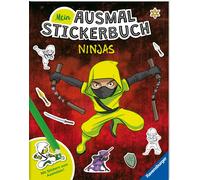Ravensburger Mein Ausmalstickerbuch Ninjas - Großes Buch mit über 250 Stickern,