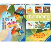 Ravensburger - Dinosauri, Memory® 48 Carte + 3 Puzzle Bambino da 25/36/49 pezzi, 4+ Anni