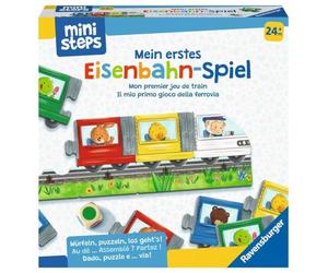 Ravensburger ministeps 4187 Il Mio Primo Gioco Ferroviario, Primo Gioco di Dadi e Puzzle per Imparare i Colori, Giocattolo dai 2 Anni in su