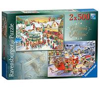 Ravensburger- Natale Collection No.1 Market & Santa's Christmas Supper 2 x 500 Pezzi Puzzle per Adulti e Bambini dai 10 Anni in su, Multicolore, 49,3 x 36,2 x 0,2 cm, 15031