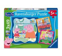 Ravensburger - Puzzle Bambini 5 Anni 3x49 Pezzi, Peppa Pig - Puzzle 5 Anni, Collezione Peppa Pig, Include 3 Puzzle 49 Pezzi, Giochi Educativi, Idee Regalo