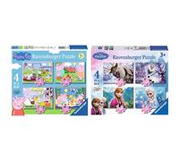 Ravensburger Peppa Pig Puzzle 2D, Singolo, Multicolore, 0, 06958 3 & Puzzle Disney Frozen, Collezione 4 in a Box, 4 puzzle da 12-16-20-24 Pezzi, Età Raccomandata 3+ Anni