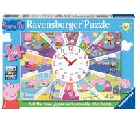 Ravensburger Peppa Pig Tell The Time 60 Piece Clock Jigsaw Puzzle for Kids Age 4 Years Up - Moveable Hands