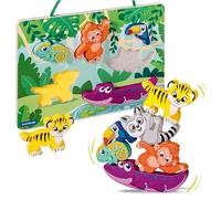 Ravensburger -PLAY + - Puzzle in legno sensoriale e magnetico nella giungla - da 1 anno - versione francese - 34017