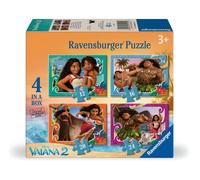 Ravensburger - Puzzle Disney Vaiana 2, Collezione 4 in a Box, Idea Regalo per Bambini 3+ Anni, 4 Puzzle 12-16-20-24 Pezzi, 19x14 cm