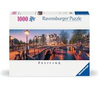Ravensburger - Puzzle 1000 Pezzi Amsterdam Sera, Panorama Adulti 98x37,5cm | Puzzle Una sera ad Amsterdam da 1000 pezzi, 98x37,5 cm, per adulti 14+, formato panorama, collezione Amsterdam e idea regalo.
