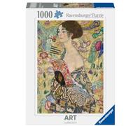 Ravensburger - Puzzle Klimt Dama col Ventaglio, 1000 Pezzi, Puzzle Arte per Adulti e Ragazzi, Quadri Famosi da Esporre, Idea Regalo per Lei o Lui, 70x50 cm