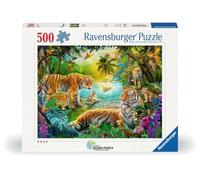 Ravensburger 12001384 - Tiger Family in The Oasis - Puzzle da 500 Pezzi per Adulti e Bambini dai 12 Anni