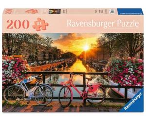 Ravensburger Puzzle 12001733 - Biciclette ad Amsterdam - Puzzle da 200 pezzi per anziani e anziani, con pezzi del puzzle più grandi, modello di immagine grande e base robusta per rompicapo