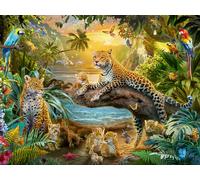 Ravensburger - Puzzle Leopard Family In The Jungle 1500P (12000738) Toy NUOVO