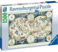 Ravensburger Puzzle 1500 Pz Mappa Del Mondo Di Animali Fantastici 33545