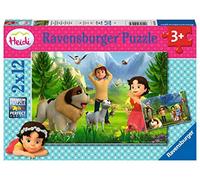 Ravensburger, Puzzle 2x12, 2 puzzle da 12 pezzi, per bambini a partire dai 3 anni, Dimensione Puzzle: 26x18 cm, Dimensione scatola: 28x19x4 cm, Heidi