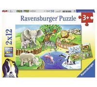 Ravensburger - Puzzle 2x12 Animali nello zoo - 1-39 Pezzi