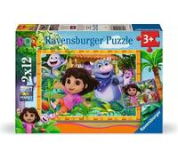 Ravensburger - Puzzle Dora, Puzzle Bambini 3 Anni, Puzzle 2x12 pezzi, 26,5x18 cm