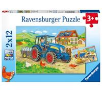 Ravensburger puzzel Op de bouwplaats en boerderij - 2x12 stukjes - kinderpuzzel