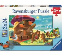 Ravensburger - Puzzle 2x24 Famiglia di orsi in viaggio - 1-39 Pezzi