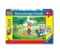 Ravensburger - Puzzle 2x24 Pezzi George Scimmietta | Puzzle Bambini 4 Anni | Dimensioni Di 26x18 Cm | Regalo Bambino 4 Anni | Regalo Originale