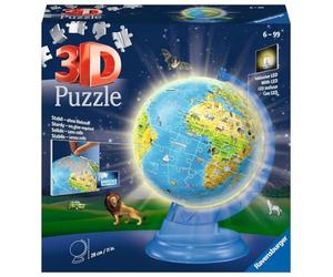 RAVENSBURGER PUZZLE 3D 11274 - Globo per Bambini con Luce in Lingua Tedesca - 180 Pezzi - Globo Illuminato per Bambini dai 6 Anni in su