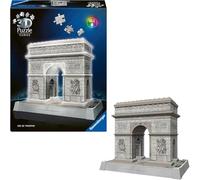 Ravensburger Puzzle 3D Iconics: 12008029 Arco di Trionfo Luce - Il Famoso monumento alla fine degli Champs Élysées di Parigi Come Modello Illuminato