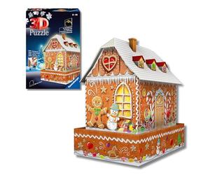 Ravensburger - Puzzle 3D Casa di Pan di Zenzero LED 257 pezzi, dagli 8 anni | Puzzle 3D Casa di Pan di Zenzero con luci LED, 257 pezzi, modello da montare per bambini dagli 8 anni, ideale come regalo.
