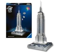 Ravensburger - Puzzle 3D Iconics: 12008026 Empire State Building - con Luce - un'icona dello Skyline di New York Come Modello Illuminato
